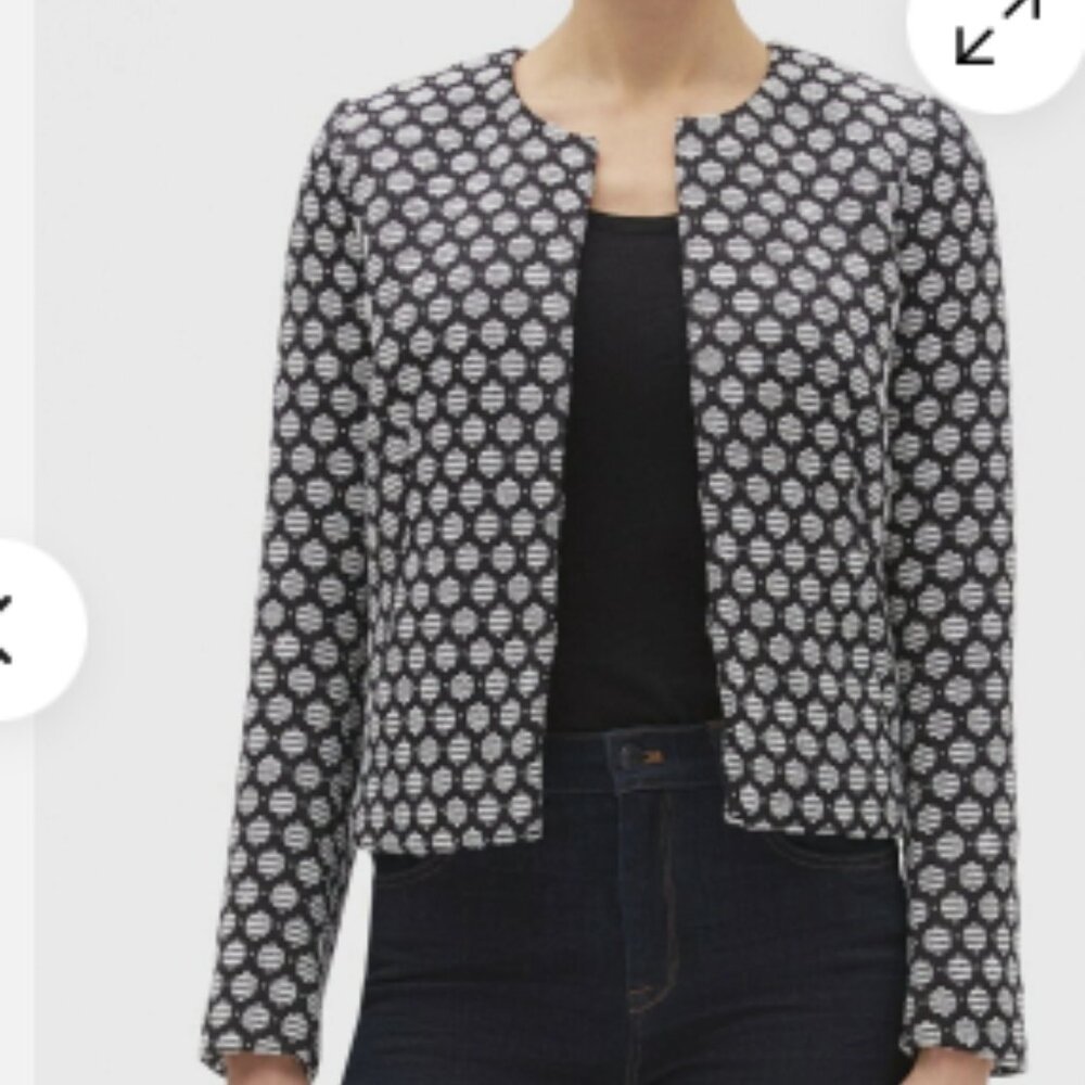 Banana Republic Black Dot Jacquard Coco Jacket Size 6 Blazer